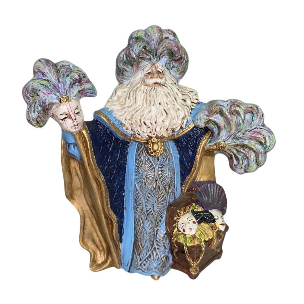 Vintage Gare Mardi Gras Santa Ceramic Figurine 11" Hand Painted
